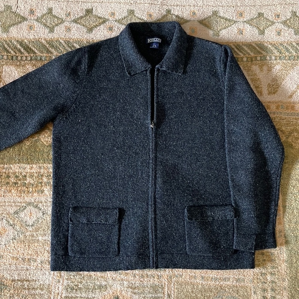 Lands’ End Zip Cardigan sweater | L